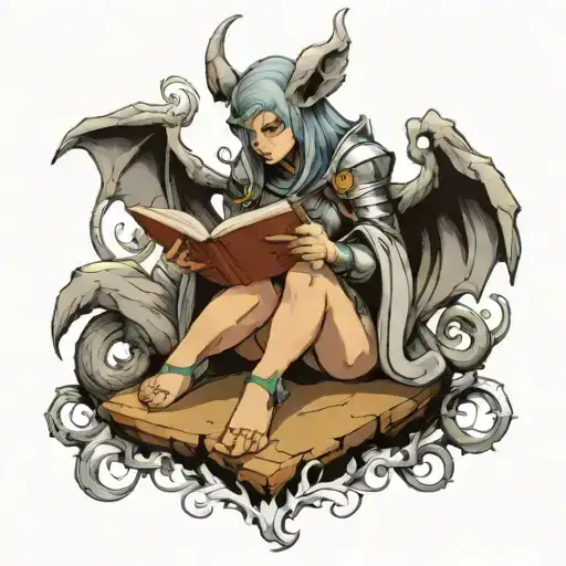 Female Gargoyle Warrior Reading