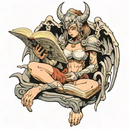 Female Gargoyle Warrior Reading