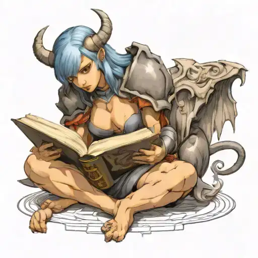 Female Gargoyle Warrior Reading