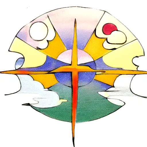 Christian Cross With Clouds And Sun