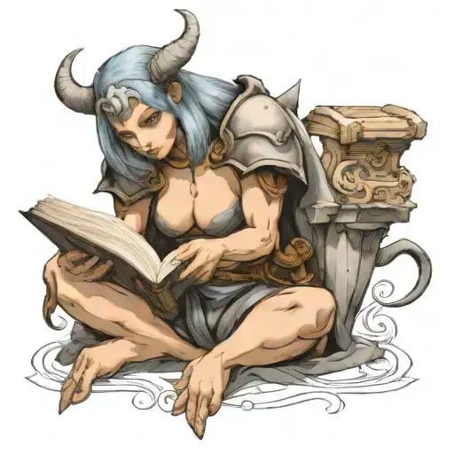 Female Gargoyle Warrior Reading