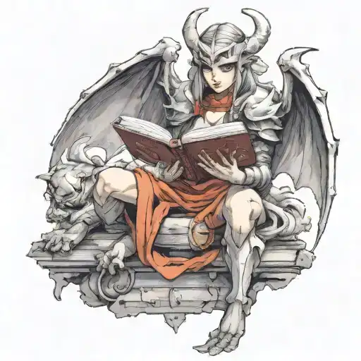 Female Gargoyle Warrior Reading