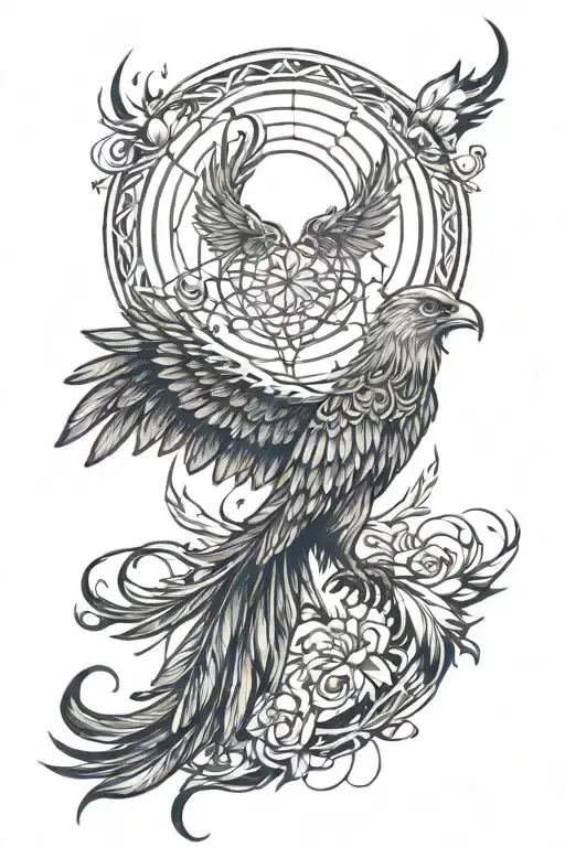 Dream Catcher Ontop On A Phoenix Rising Phoenix Wings Spread