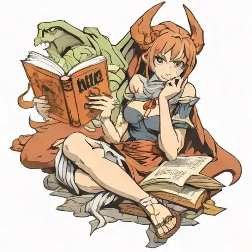 Female Gargoyle Warrior Reading