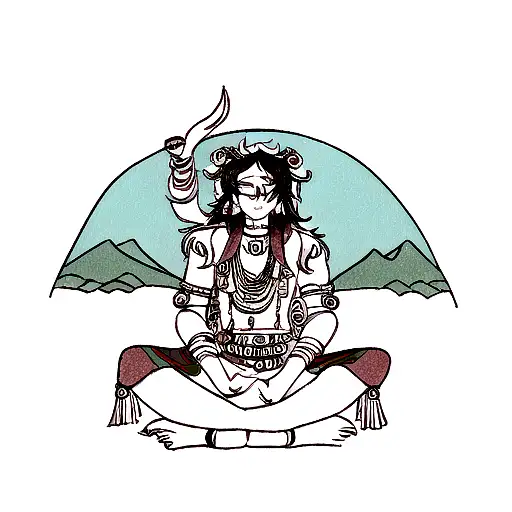A Tribal-inspired Depiction Of Lord Shiva Atop The Majestic Kailash Mountain