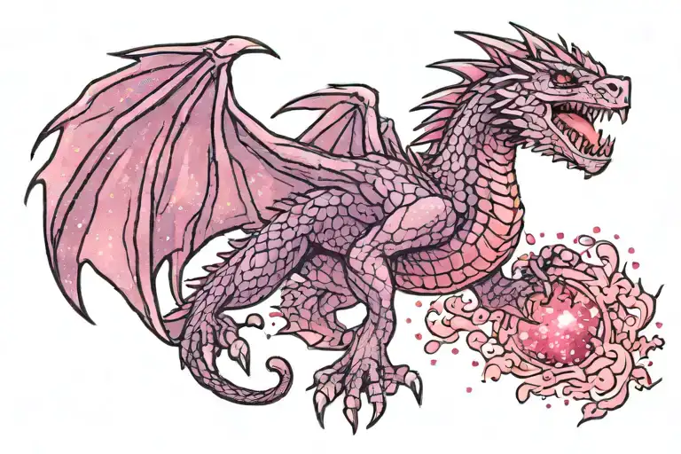 Purple And Pink Sparkly Glitter Game Of Thrones Drogon Baby Wyvern