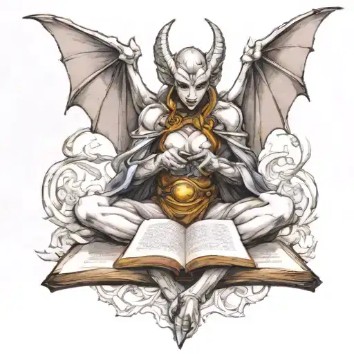 Female Gargoyle Warrior Reading