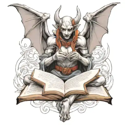 Female Gargoyle Warrior Reading