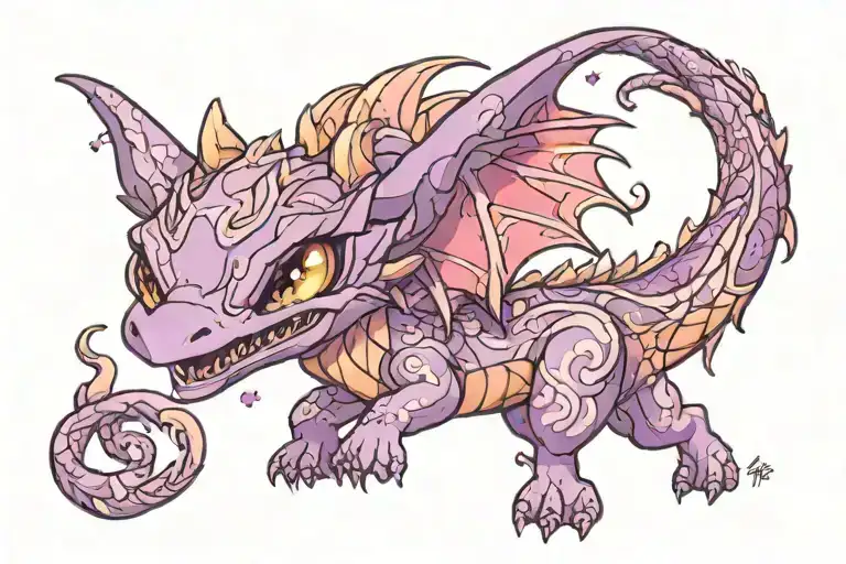 Laura Annunaki Style Kawaii Purple And Pink Sparkly Glitter Baby Wyvern