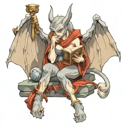Female Gargoyle Warrior Reading