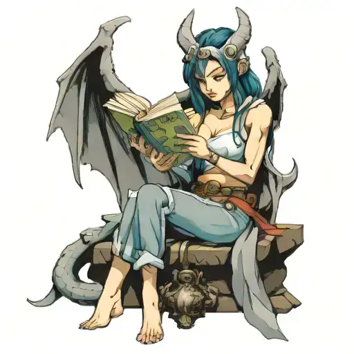 Female Gargoyle Warrior Reading