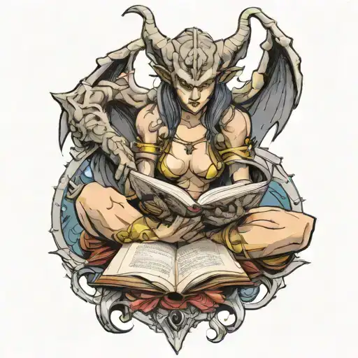 Female Gargoyle Warrior Reading