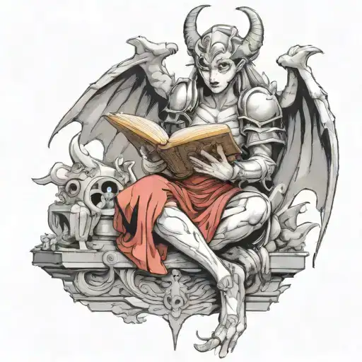 Female Gargoyle Warrior Reading