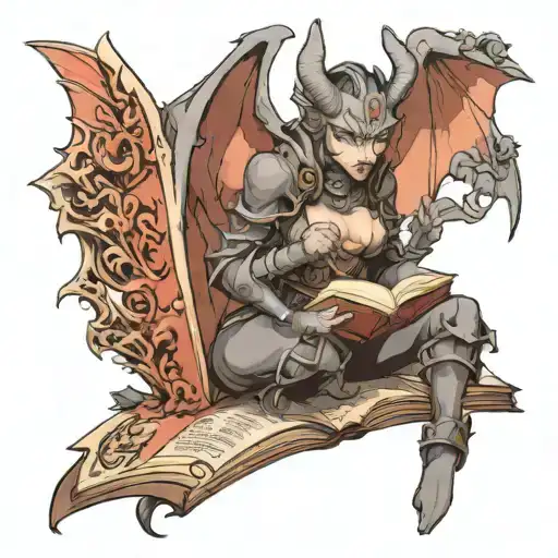 Female Gargoyle Warrior Reading