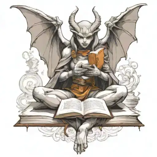 Female Gargoyle Warrior Reading