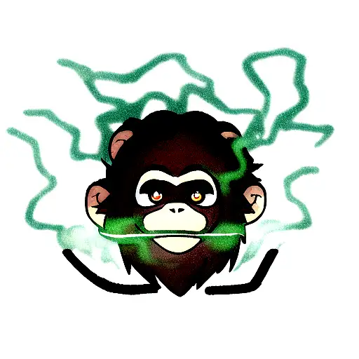 Monkey Head With Lightning Coming From Eyes