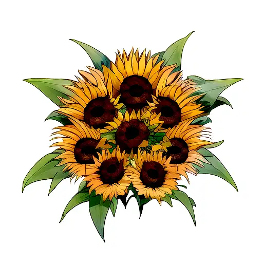 Wolf With Sunflowers