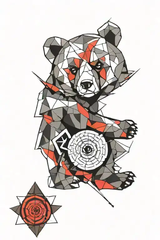Geometric Bear With Sharingan Eyes