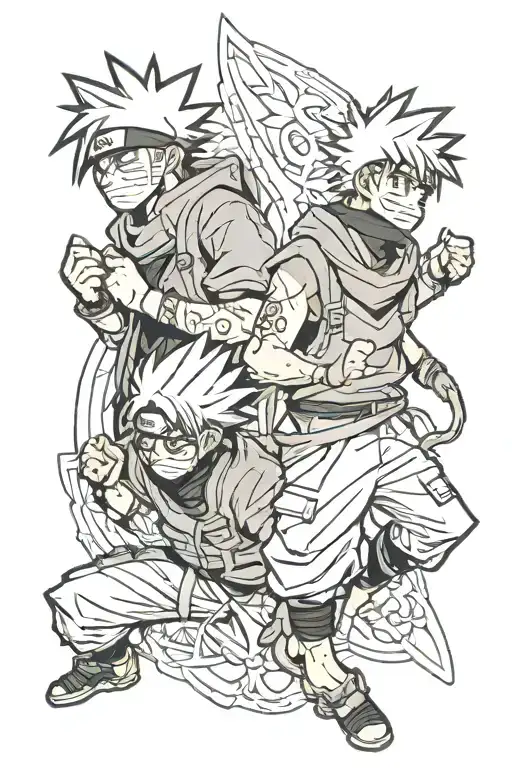 Kakashi Hatake & Satoru Gojo Tattoo Design Black