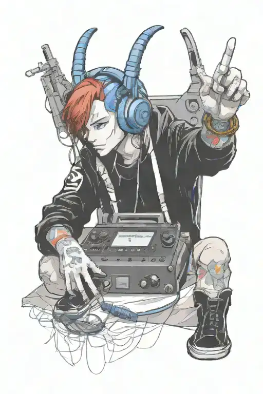 A Red Hair Boy Playing Video Games With Blue Headphones Listening To Music