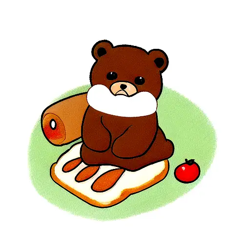 Cute Cartoon Brown Bear Between Ban Mi Cartoon Bread With Fillings And Make It Cute