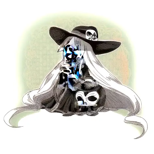 Mexican Skull Woman Long Hair