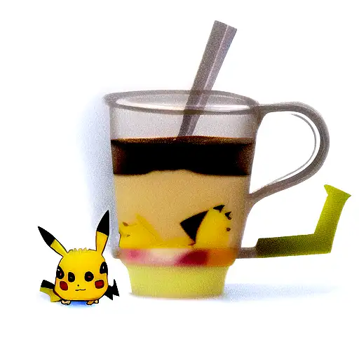 A Realistic Tattoo Of A Pikachu Drinking Starbucks Coffee