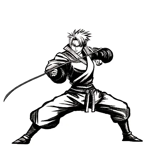 A Warrior With A Unique Fighting Style From An Anime Series