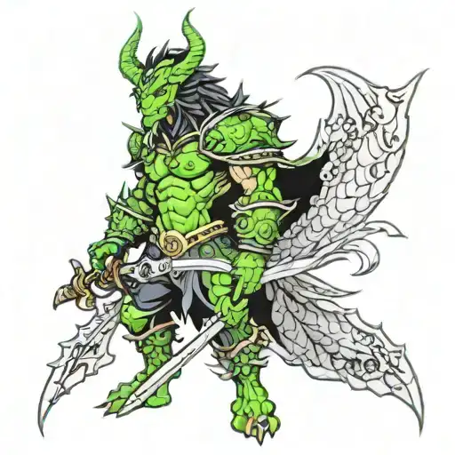 King Of Darkness With Green Dragon Royal Berserker Armor