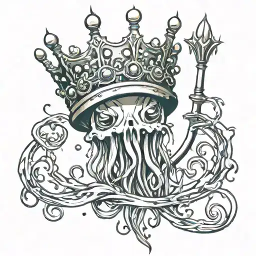 Jellyfish Holding A Sceptre And Wearing A Crown