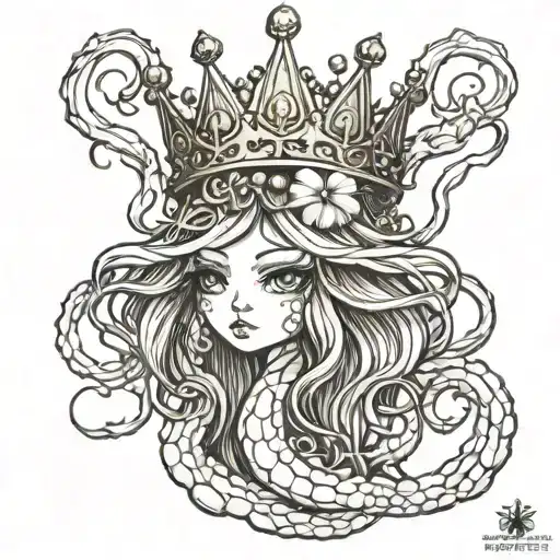 Queen Jelly Fish Holding A Sceptre Anf Wearing A Crown