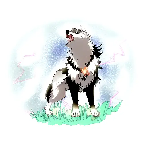 A Wolf Howling At A Lightning Storm