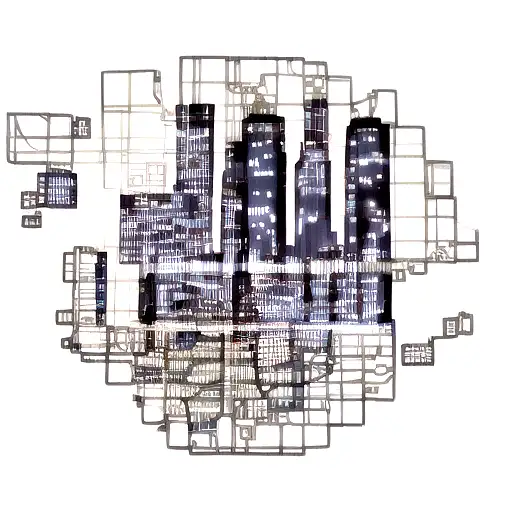 A Silhouette Of The Chicago Skyline With Circuitry Patterns Flowing Through The Buildings