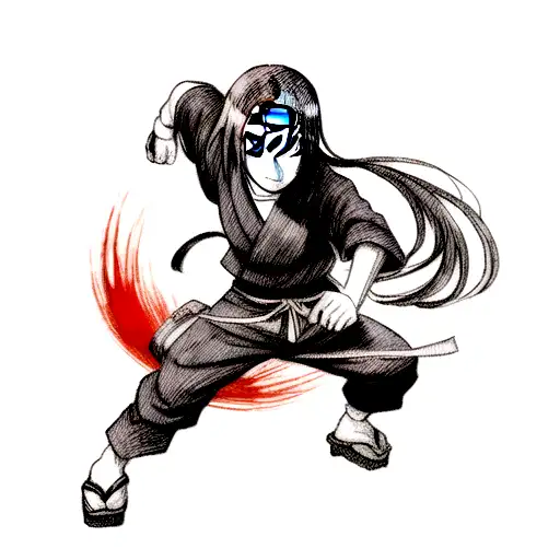 Itachi De Naruto Con Los Ojos Rojos Y El Resto En Blanco Y Negro En Puntillismo