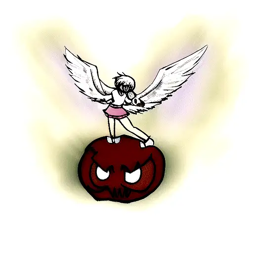 Angel Fighting A Scary Demon