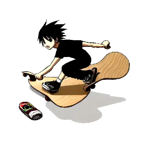 Stick Figure On Skateboard With Quote 'Please Keep Pushing'