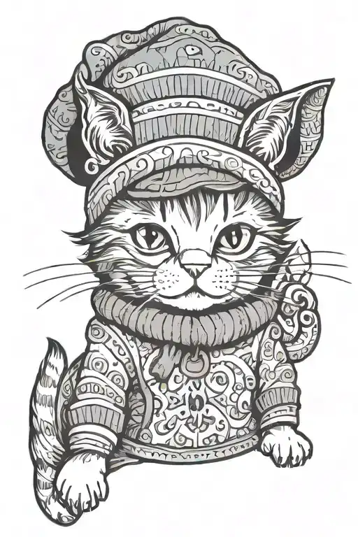 Cat In A Funny Hat And Sweater