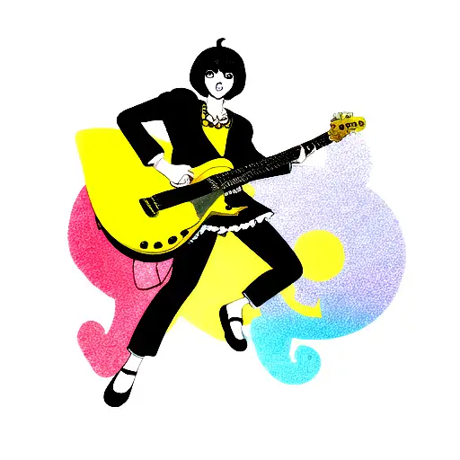 Add The Yellow Submarine At Guitarist Legs And Make It Black And White