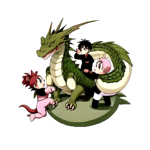 Dragon With 2 Baby Dragons