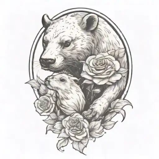 Buffalo Giving A Rose To An Otter