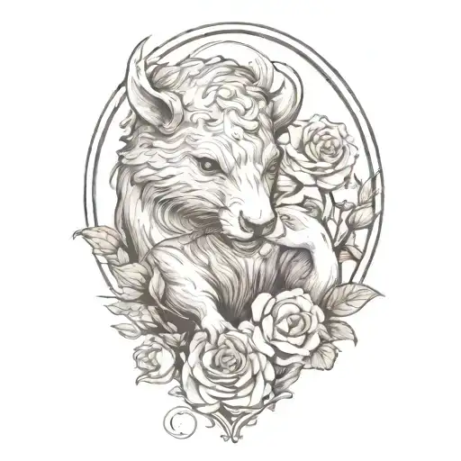 Buffalo Giving A Rose To An Otter