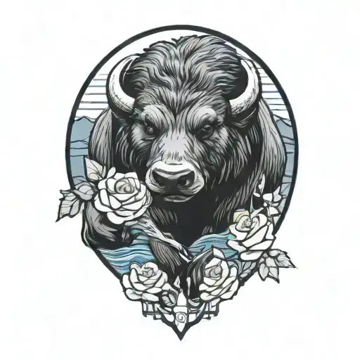 Buffalo Giving A Rose To An Otter