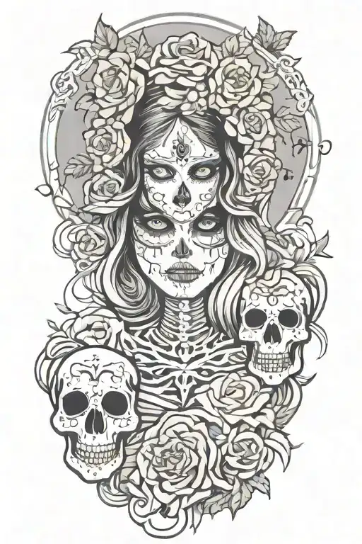 Totenkopf La Catrina Girl Wich Face