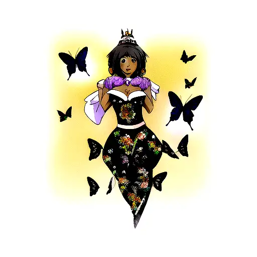 Black African Queen With Butterflies