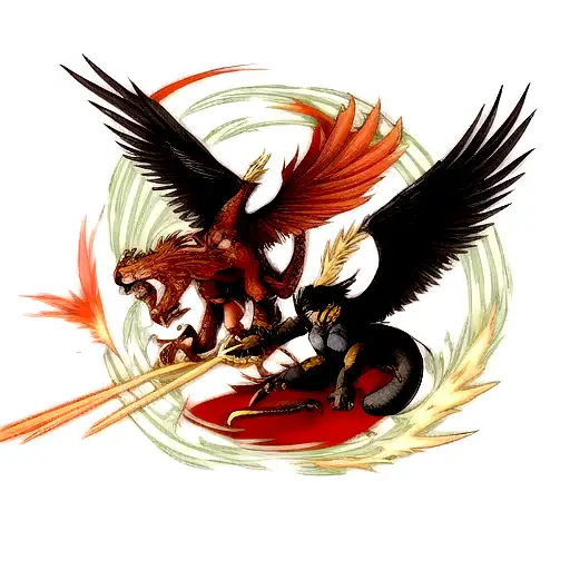 Phoenix And Dragon Fighting