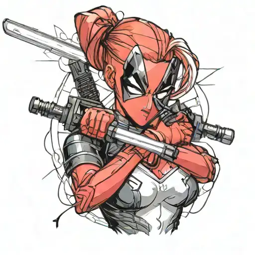 Deadpool And Lightsaber Beautiful Girl Eyes