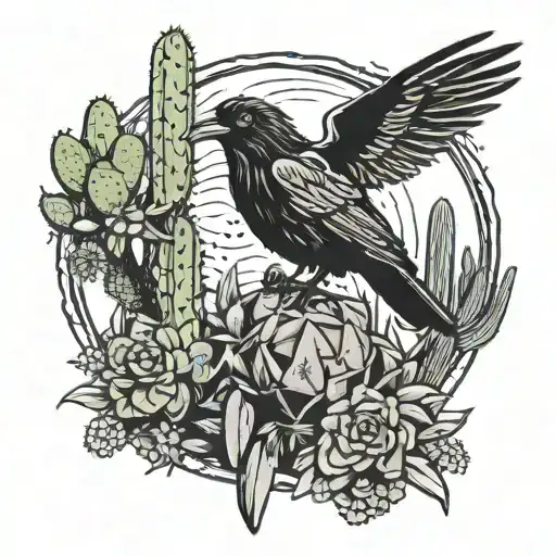 Cactus And Raven