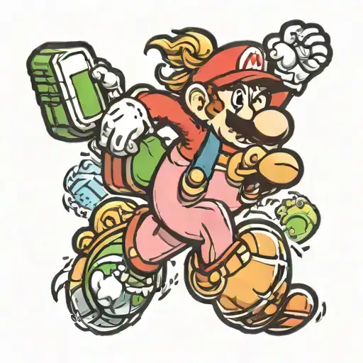 Super Mario Jumping And Running With Princess Peach