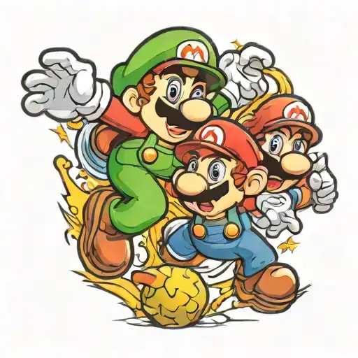Super Mario Jumping And Running With Luigi