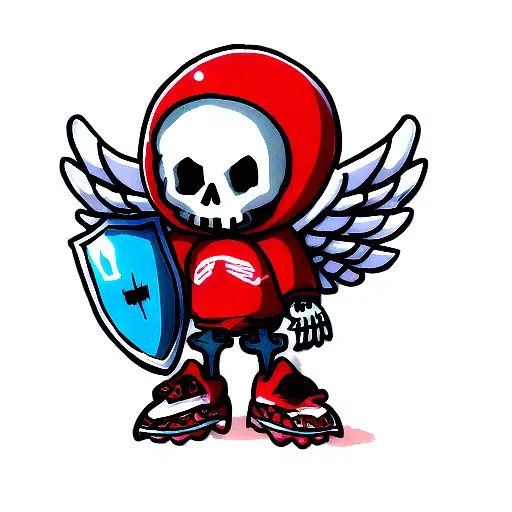 A Skeleton With Wings And A Shield